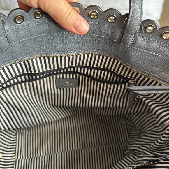 Kate Spade Grey Tote with Eyelet Trim. - Picture 4 of 5